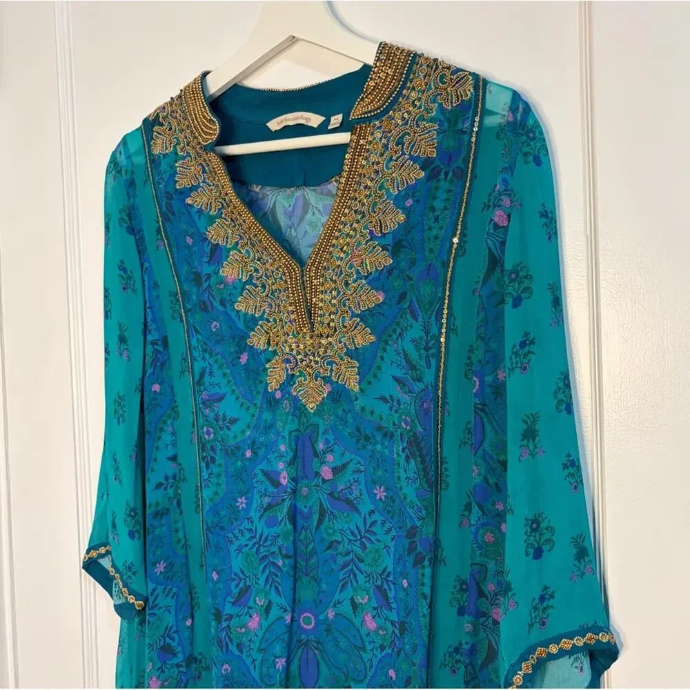 Soft Surroundings beaded sequin Tunic top